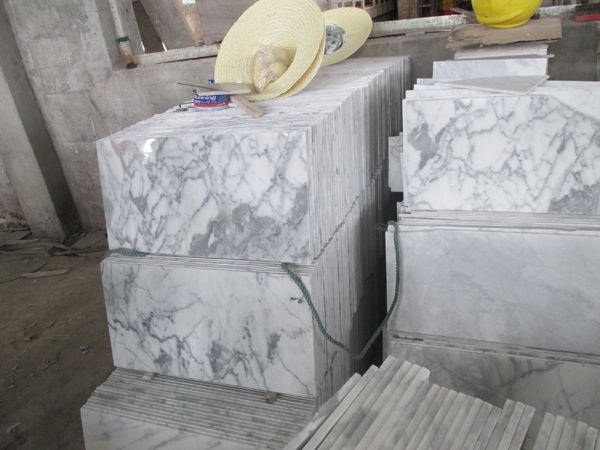 Arabescato white marble cut to size tiles