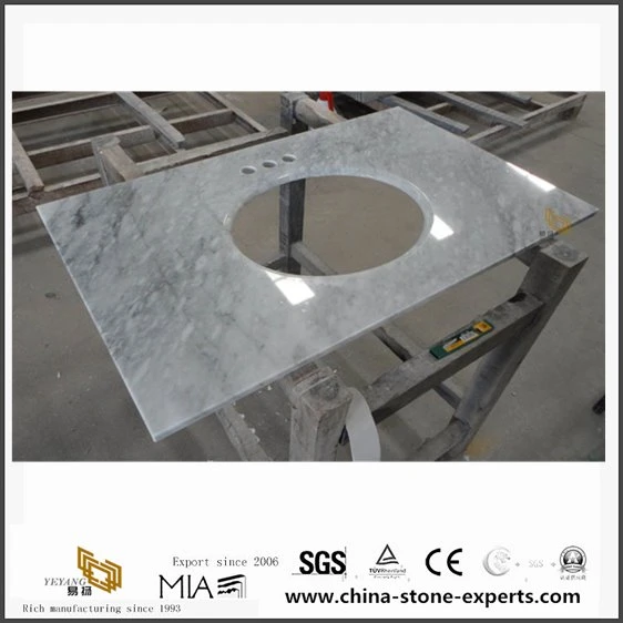 بالا سفید غرور سنگ مرمر Carrara برای پروژه حمام