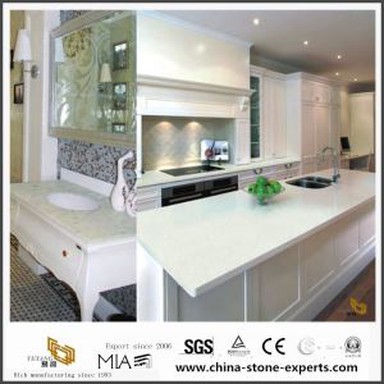 صفحات میز خالص سفید کوارتز لمینیت آشپزخانه و حمام با هزینه ارزان